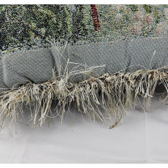 Gorgeous Tapestry Throw Pillow Features Winter Scene w/ 2‎ Cardinals on a branch - Picture 6 of 8